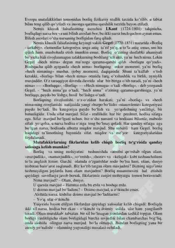 BORLIQ (ONTOLOGIYA) VA RIVOJLANISH FALSAFASI. 4