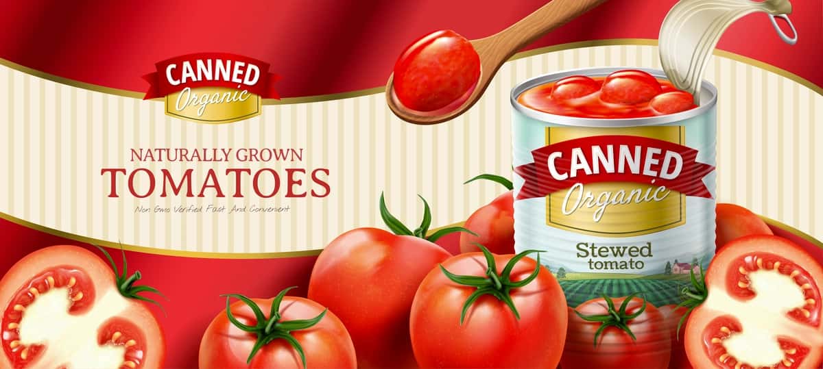 Yangi sabzavotlar bilan konservalangan pomidor reklamalari oddiy to'lqinli fon 3D | Canned tomato ads with fresh vegetables simple wavy background 3d 1