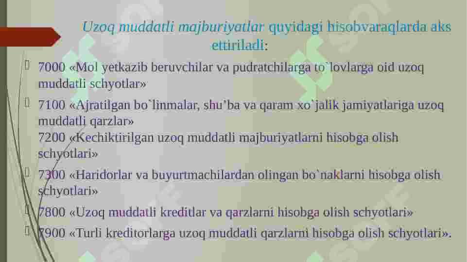 Majburiyatlar hisobi 6