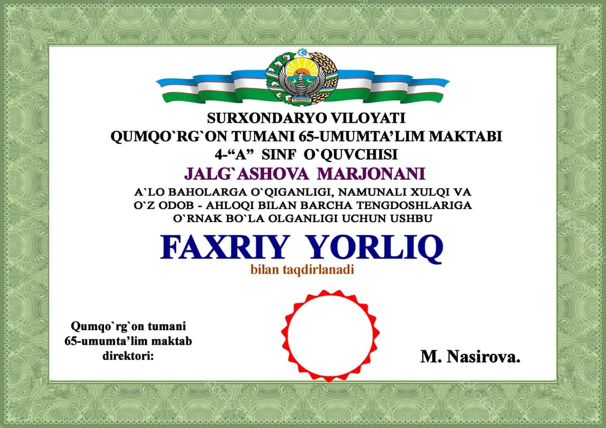 FAXRIY YORLIQ MAKTAB 1