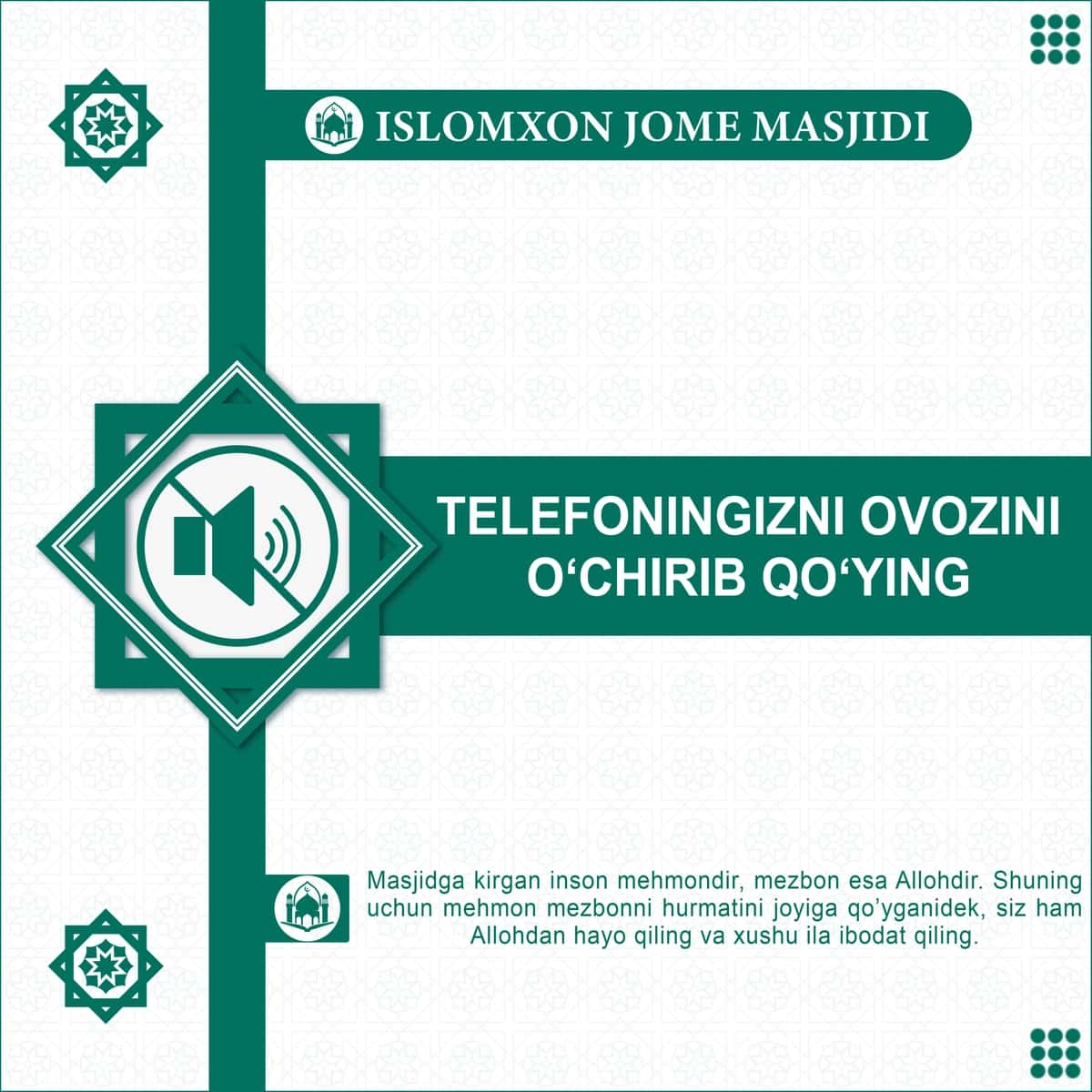 Masjid odoblari: masjidga kirayotganda va masjid ichidagi joiz va joiz bo'lmagan amallar. 1