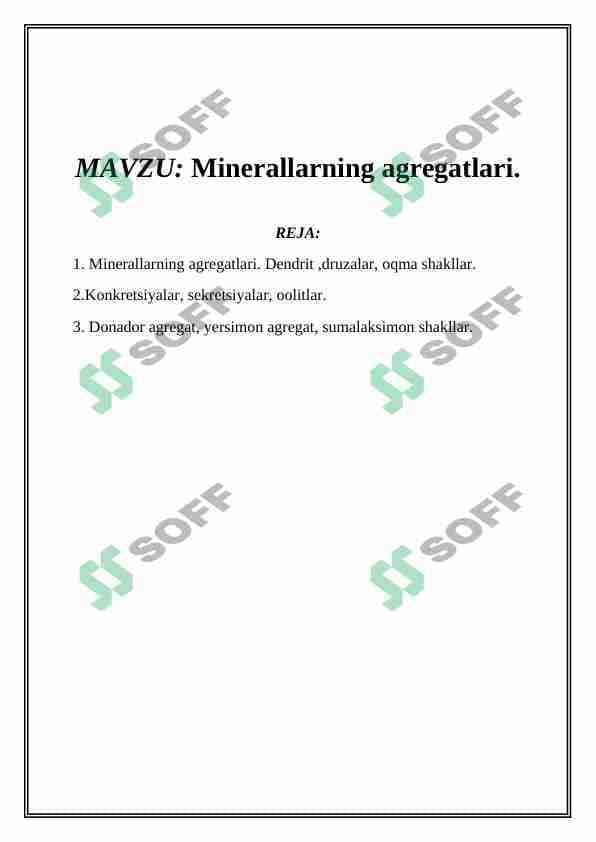 Minerallarning agregatlari 1