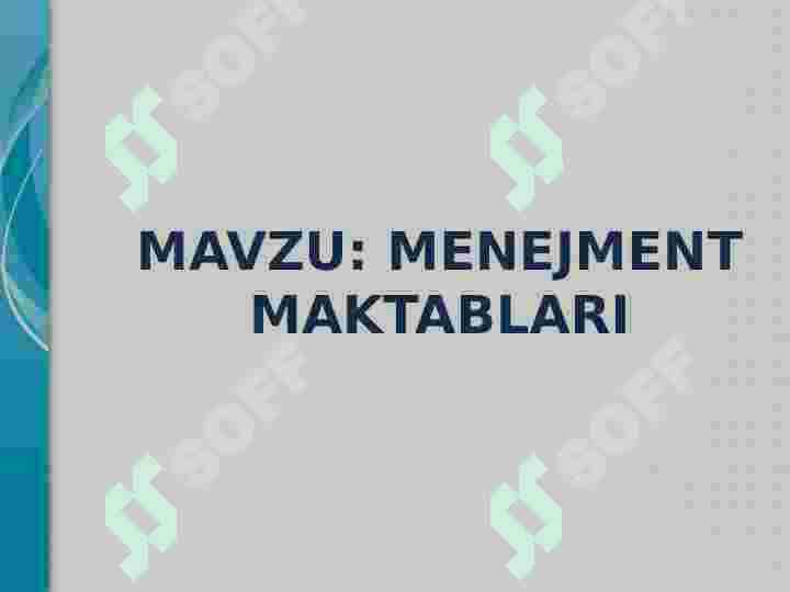 MENEJMENT MAKTABLARI 2