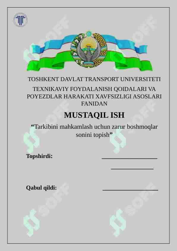 Tarkibini mahkamlash uchun zarur boshmoqlar sonini topish 1