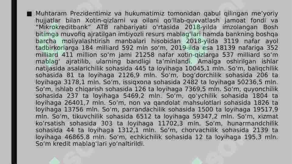Xotin-qizlar tadbirkorligini qo`llab- quvvatlash 3