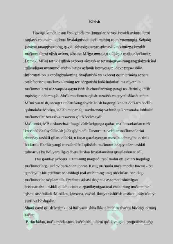 “Maktab nomli ma’lumotlar bazasini yaratish hamda infologik va datalogik loyihalash” 3