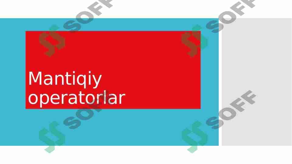 C++ mantiqiy operatorlar 1