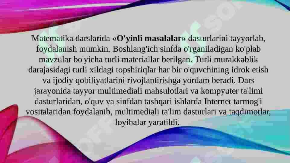 Boshlang'ich sinfda matematika o'qitish o'quv vositalar Boshlang'ich sinflarda matamatikadan o'quv jarayonida ko'rgazmalardan foydalanish 2