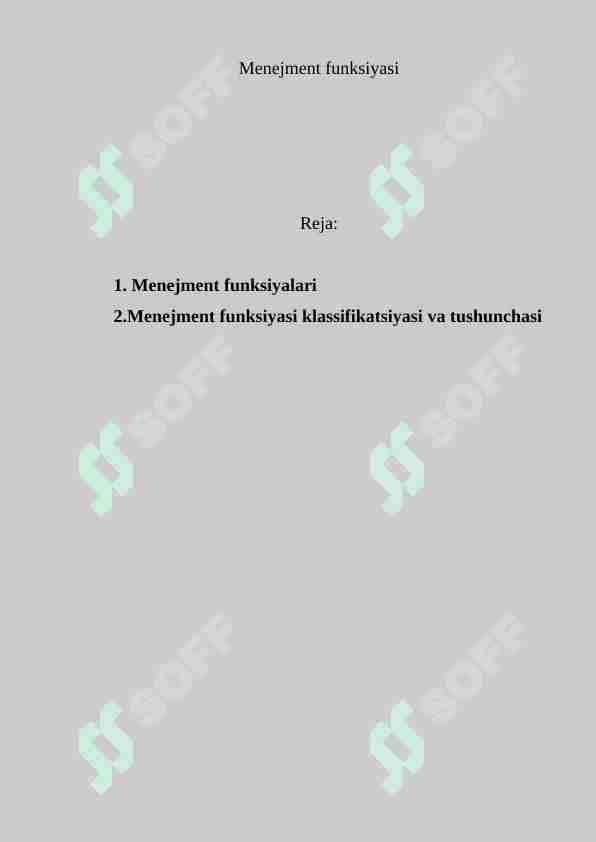 Menejment funksiyasi 1