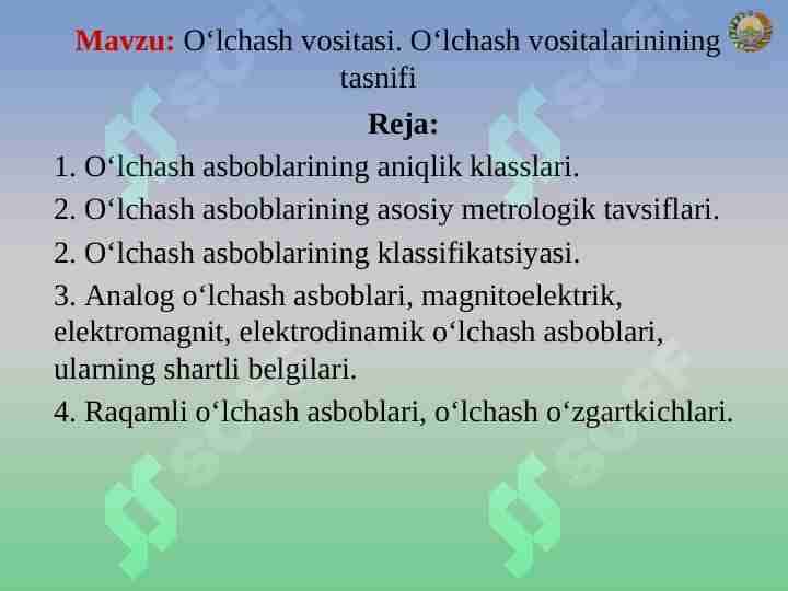Oʻlchov vositalari 1