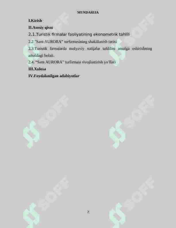 Sam AURORA turfirmasi rivojlantirish yo’llari 2