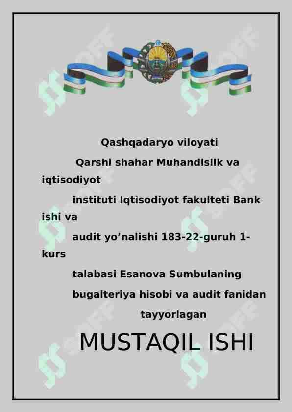 Buxgalteriya hisobining urni va ahamyati 1