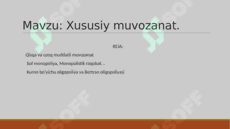 Xususiy muvozanat 2