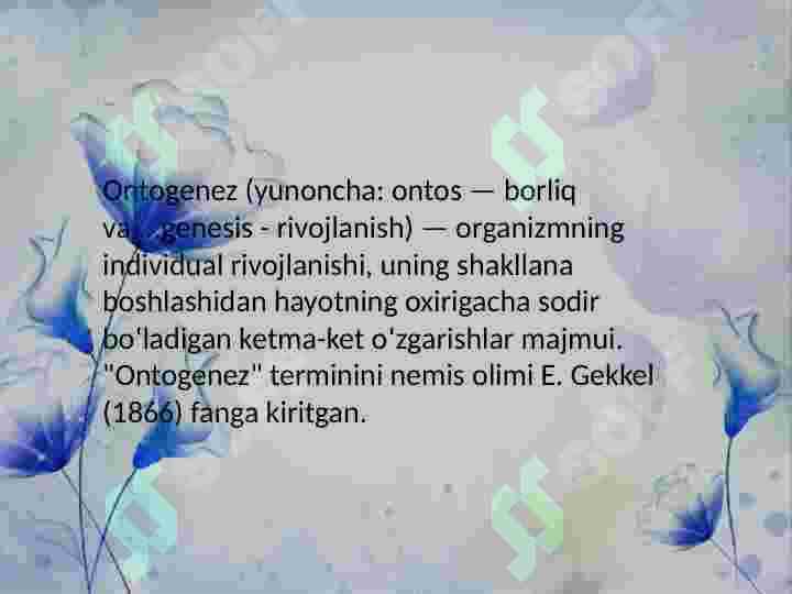 Ontogenez va Filogenez haqida ma'lumot 2