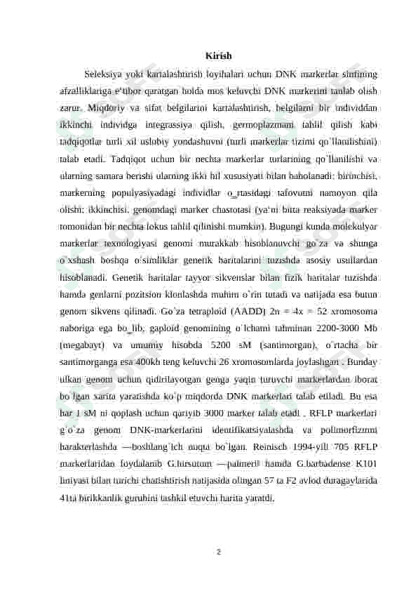 Molekulyar markerlar va ularning amaliyotda qo’llanishi 2