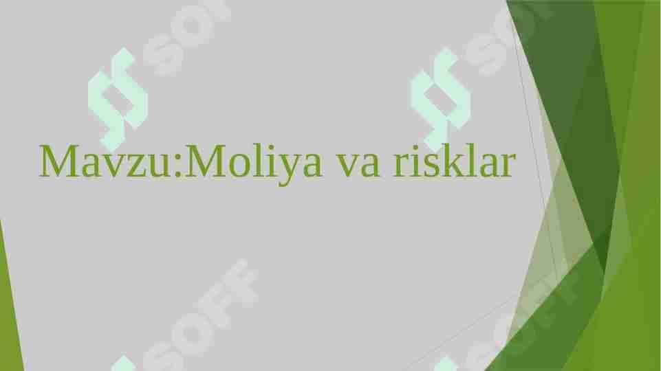 Moliya va risklar 1