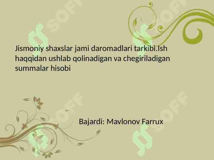 Jismoniy shaxslarni jami daromadlari tarkibi 1