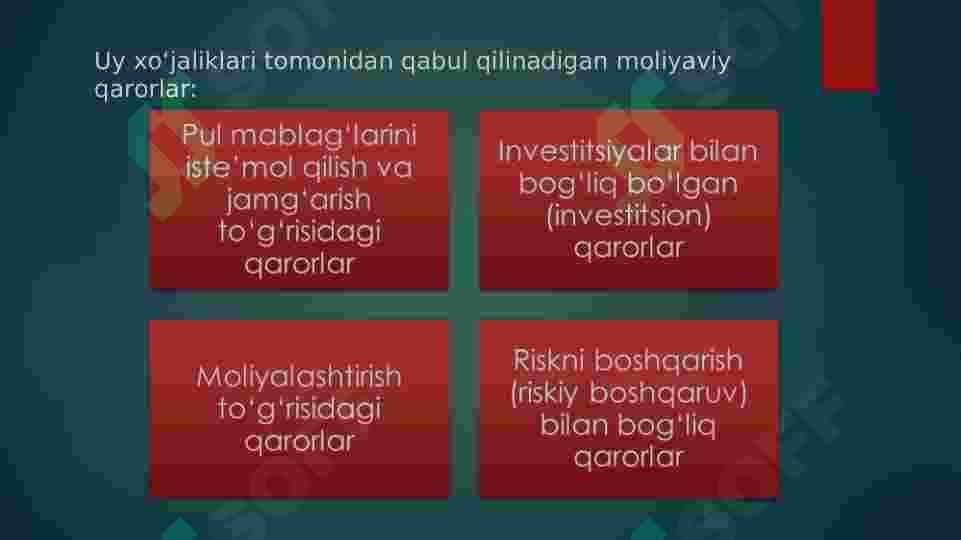 Moliyaviy qarorlar 4