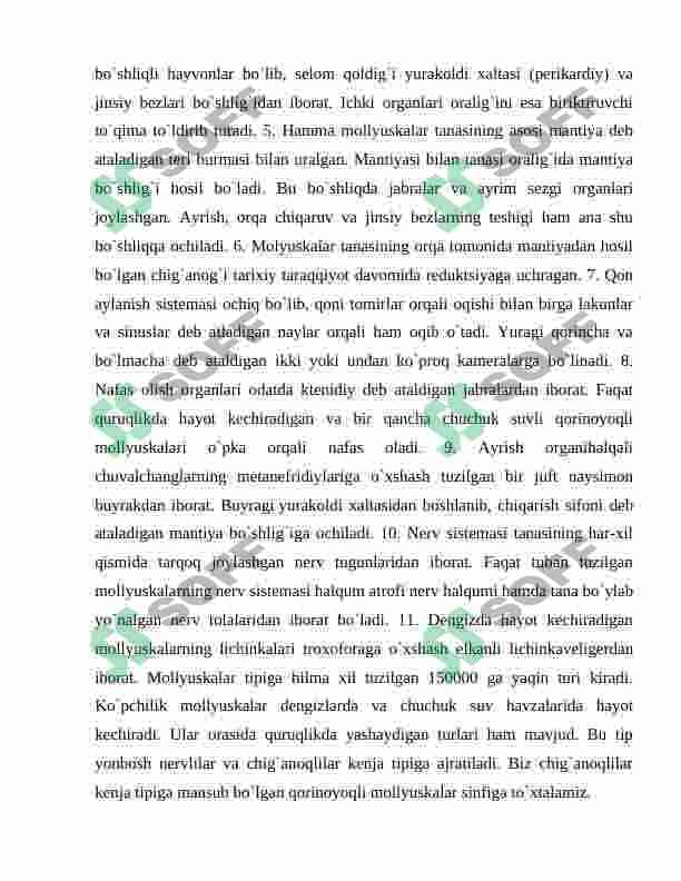 Mollyuskalar sistematikasi va kelib chiqishi 6