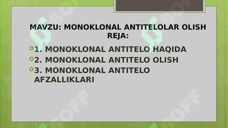 MONOKLONAL ANTITELOLAR OLISH 1