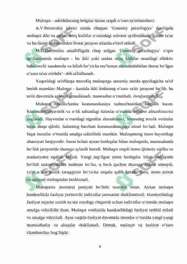 Muloqot treninggi 8