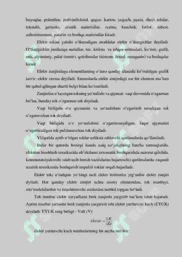 Elektrzanjirlarining asosiy tushunchalari, elementlariva qonunlari. 5