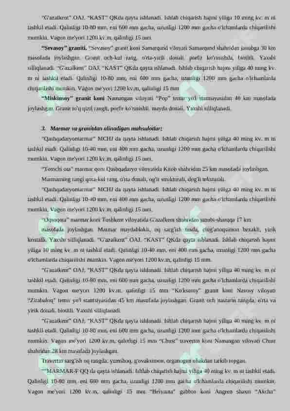 Granit va marmar konlarini qazib olish 3