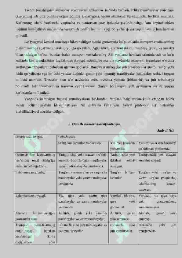 Qurilish tog' jinslari konlarini ochish 2