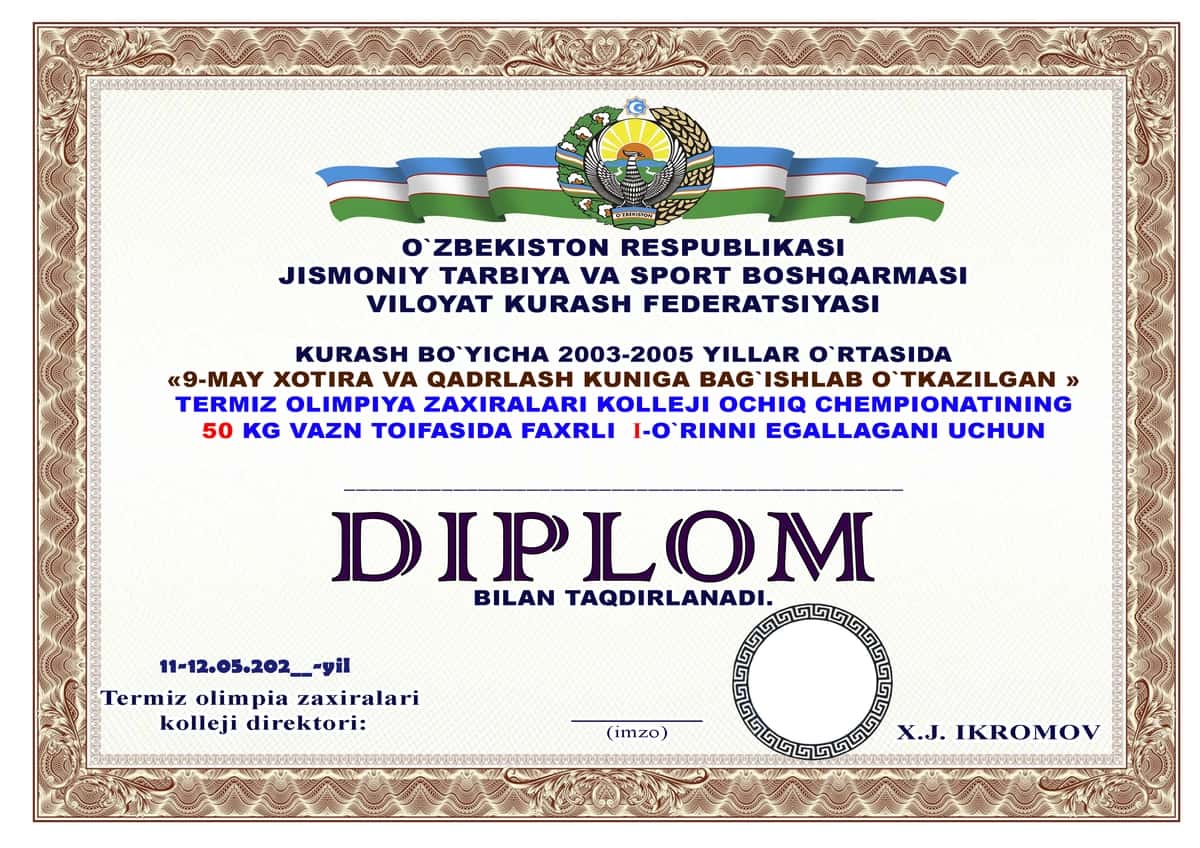 Diplom jismoniy tarbiya 2