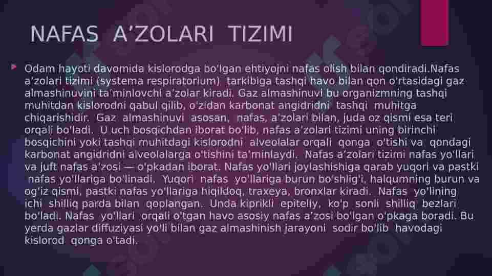 Nafas olish tizimi 2