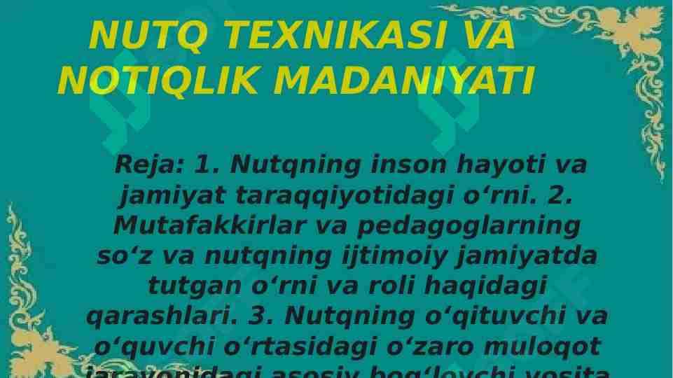 Nutq texnikasi va notiqlik madaniyati 1