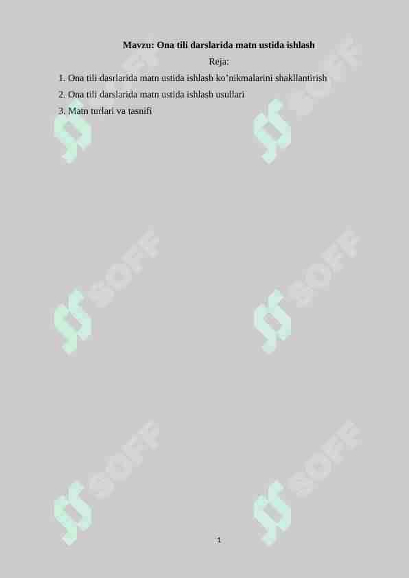 Ona tili darslarida matn ustida ishlash 1