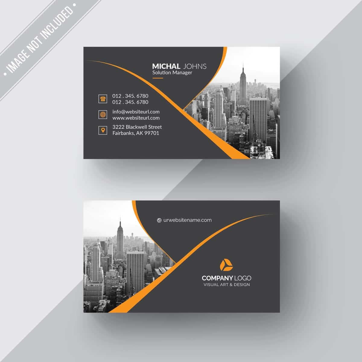 Qora–To‘q sariq rangdagi premium biznes vizitka 1
