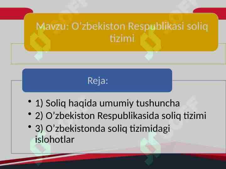 O’zbekiston Respublikasi soliq tizimi