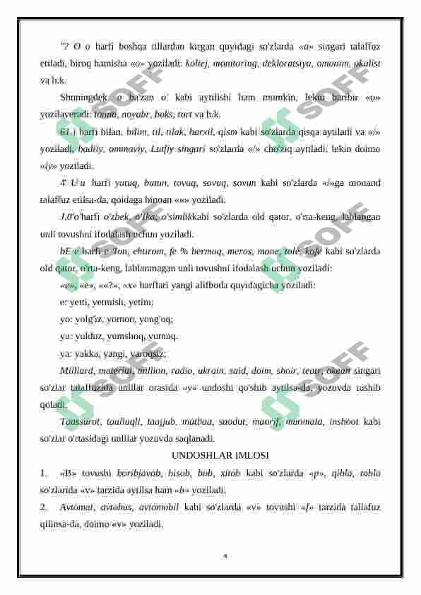 O'zbek tilining imlo qoidalari 4