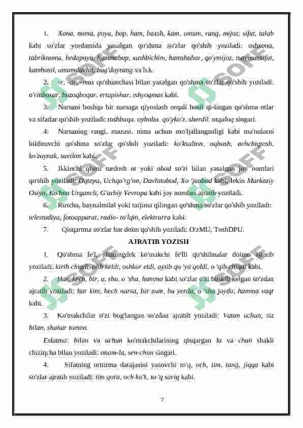 O'zbek tilining imlo qoidalari 7