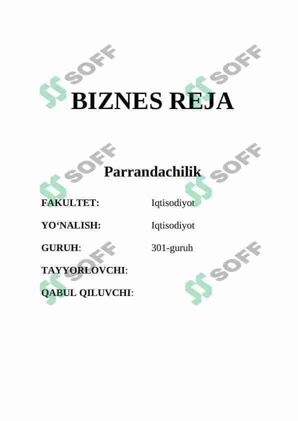 Parrandachilik biznes reja 1