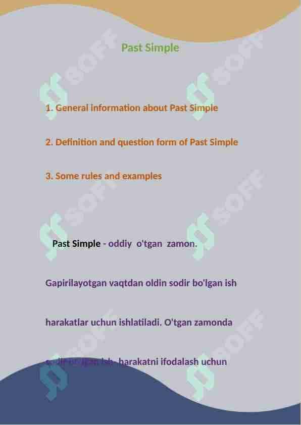 Past Simple haqida umumiy ma'lumot 1