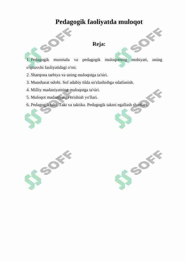 Pedagogik faoliyatda muloqot 1