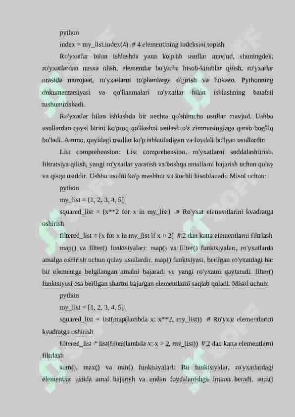 Python tilida ro'yxatlar bilan ishlash 6