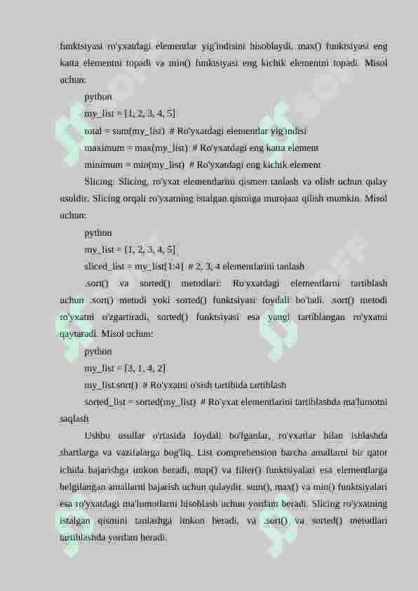 Python tilida ro'yxatlar bilan ishlash 7