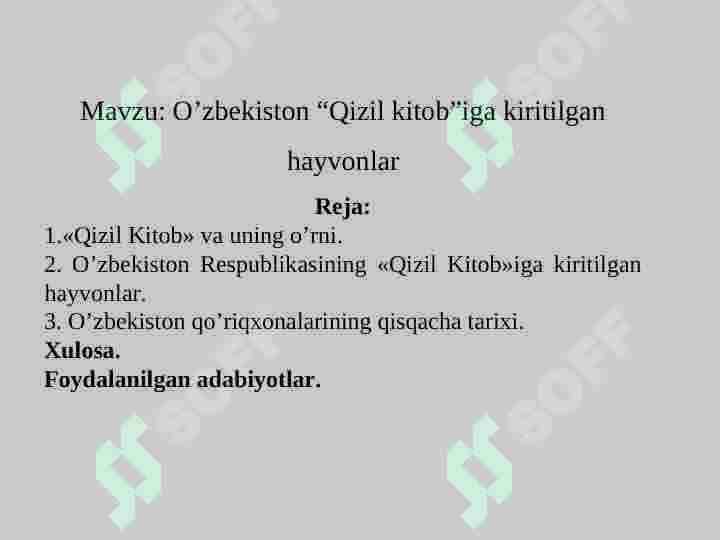 O’zbekiston “Qizil kitob”iga kiritilgan hayvonlar 2