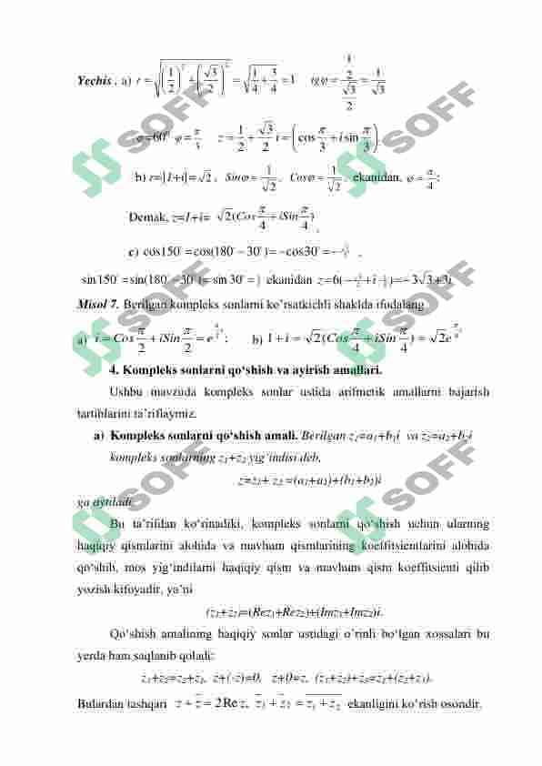KOMPLEKS SONLAR 6