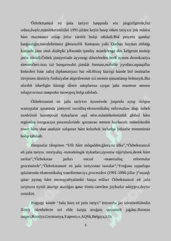 O’zbekstanin’ en’ jan’a tariyxin u’yreniwnin’ ahimyeti 3