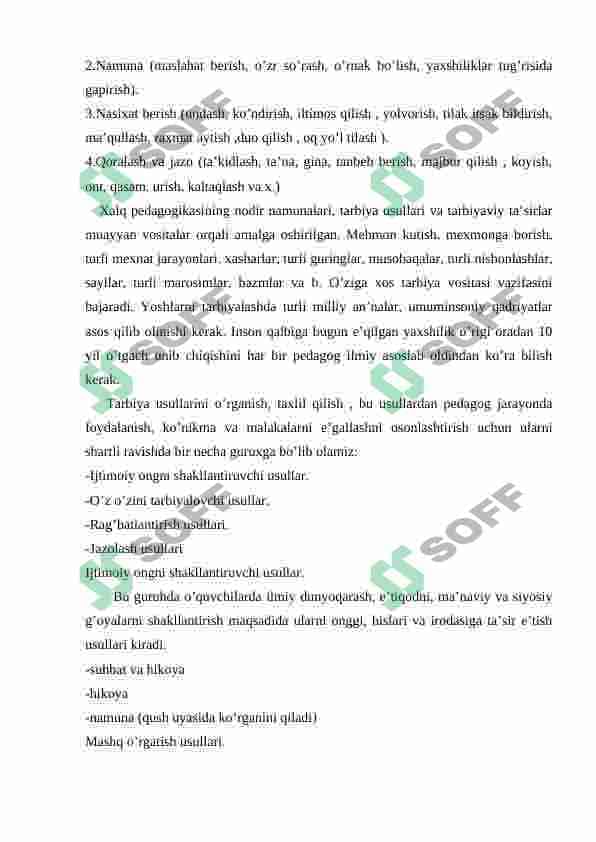 Milliy axloqiy tarbiyani amalga oshirishda milliy qadriyatlarning o’rni 7