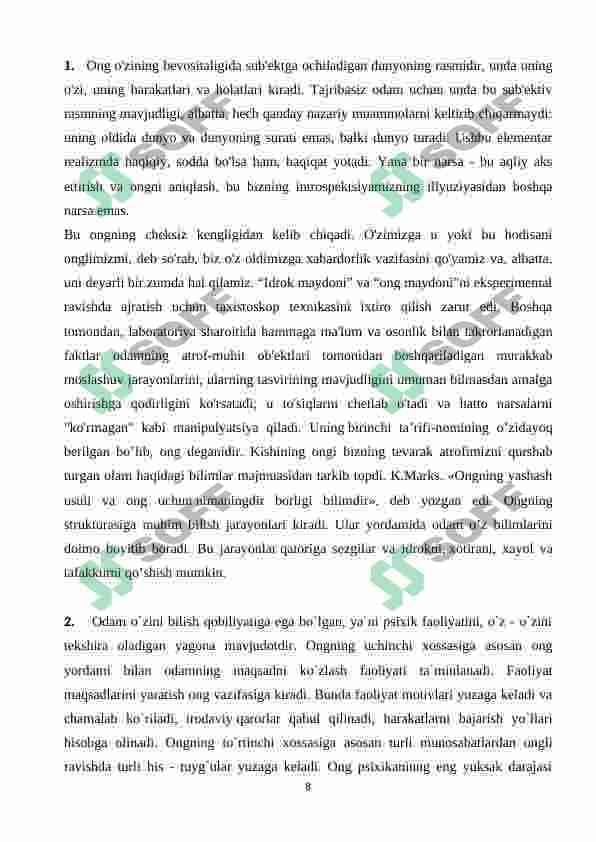Psixologiya fanining maqsad va vazifalari va boshqa mavzular 8
