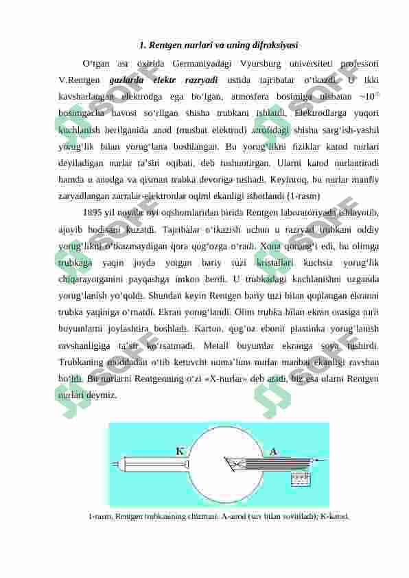 RENTGEN NURLARI VA UNING DIFRAKSIYASI 2