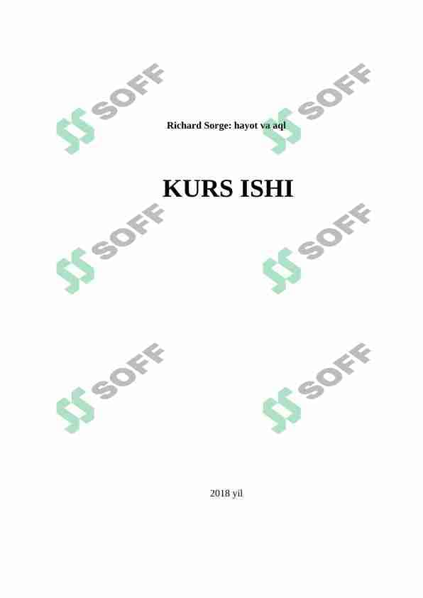 Richard Sorge hayot va aql. 1