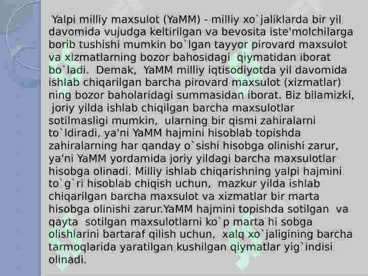 Milliy mahsulot (YaMM)ni ko’paytirish omillari va yo’llari 5