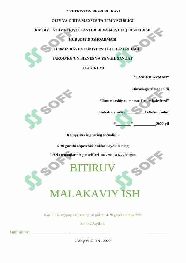LAN tarmoqlarining tasniflari 1